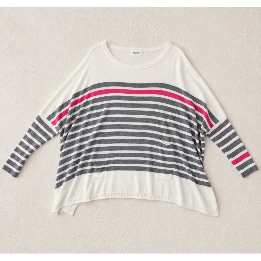Mer Sea Knit Sweater Women One Size Boxy Lightweight Soft Coastal Casual